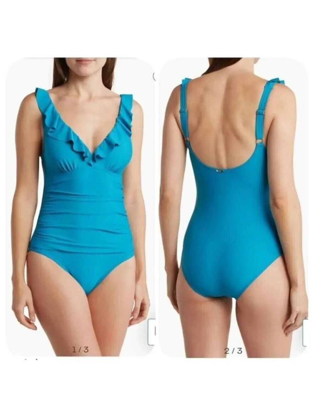 DKNY Ruffle One-Piece Swimsuit Sz 4